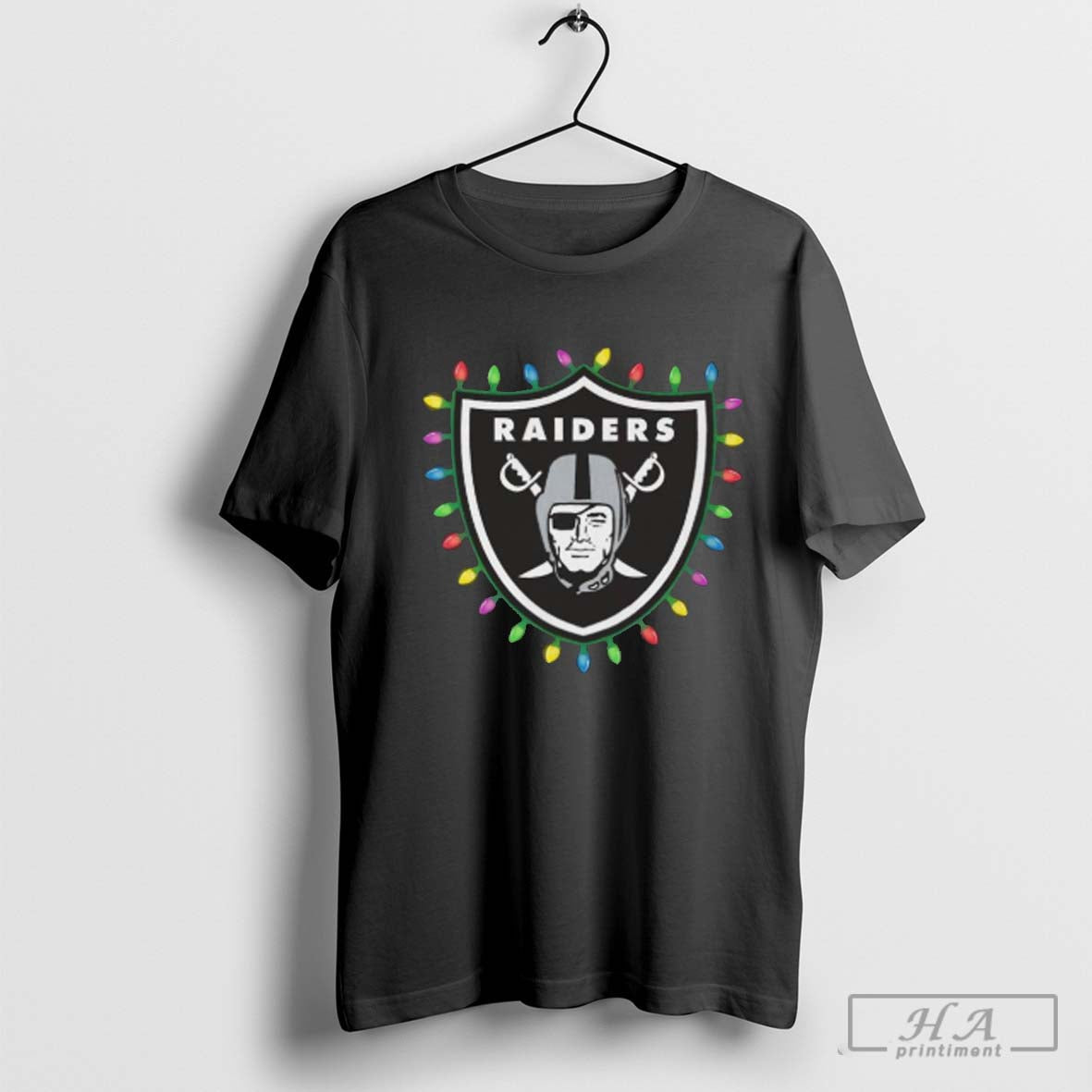 Official Las Vegas Raiders Primary Logo Holiday Lights 2024 Shirt