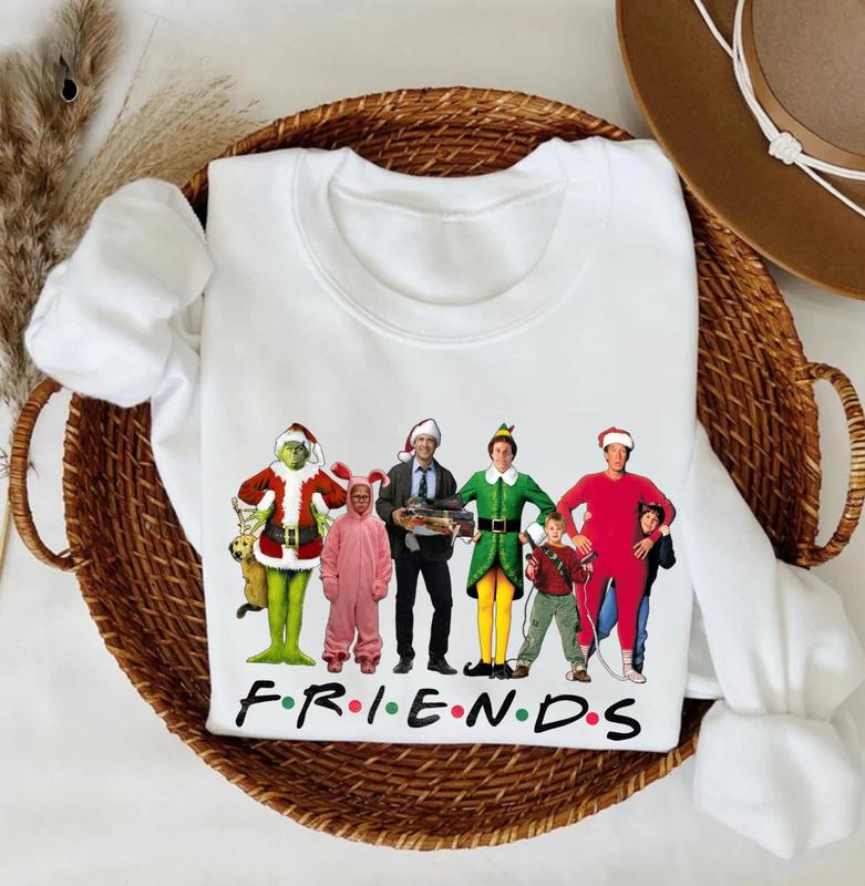 Christmas Friends Movie Characters Sweatshirt, Friends Movie Christmas T-Shirt Sweatshirt Hoodie, Vintage Movie Shirt, Xmas Gift Sweater, Friends Fan