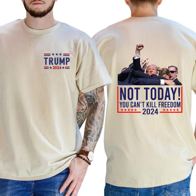 2-Side Trumpppp Shooting Shirt Trummpp Rally Shooting Shirt, Trum Bulletproof 2024, Funny Tee, Gift For Men, Casual Menswear, Classic Cotton Top, Soft