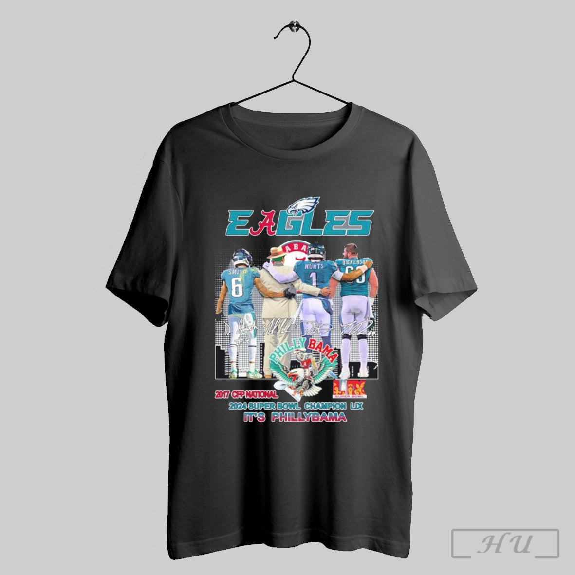 Trendy Philadelphia Eagles Vs Alabama Crimson Tide 2024 Super Bowl Champions Lix Its Philly Bama Signatures Shirt