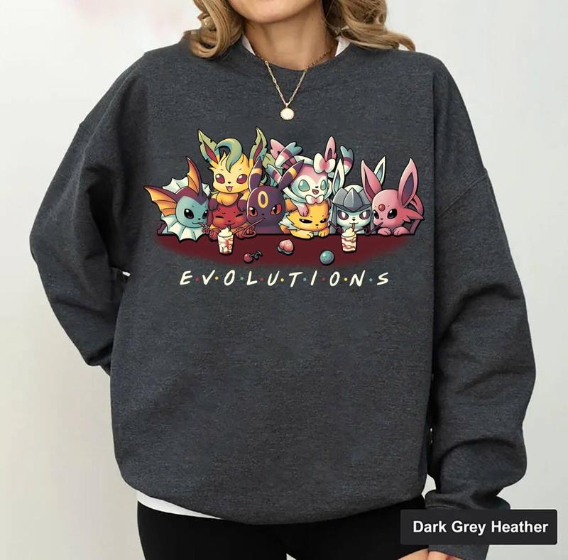 Eevee Eeveelution Sweatshirt, Slyveon, umbreon, Espeon, Flareon Anime, Vintage Anime Sweater, Anime lover gift, Anime merch, Anime Lover Sweatshirt, H