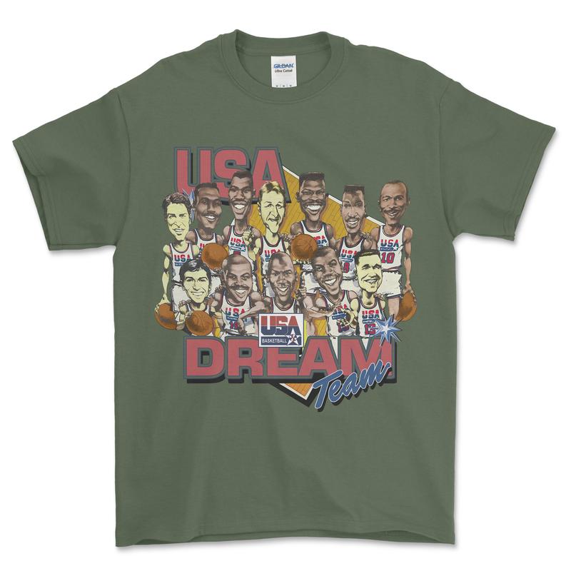Vintage 1992 Dream Team Basketball Caricature Shirt, graphic vintage sports tees for men