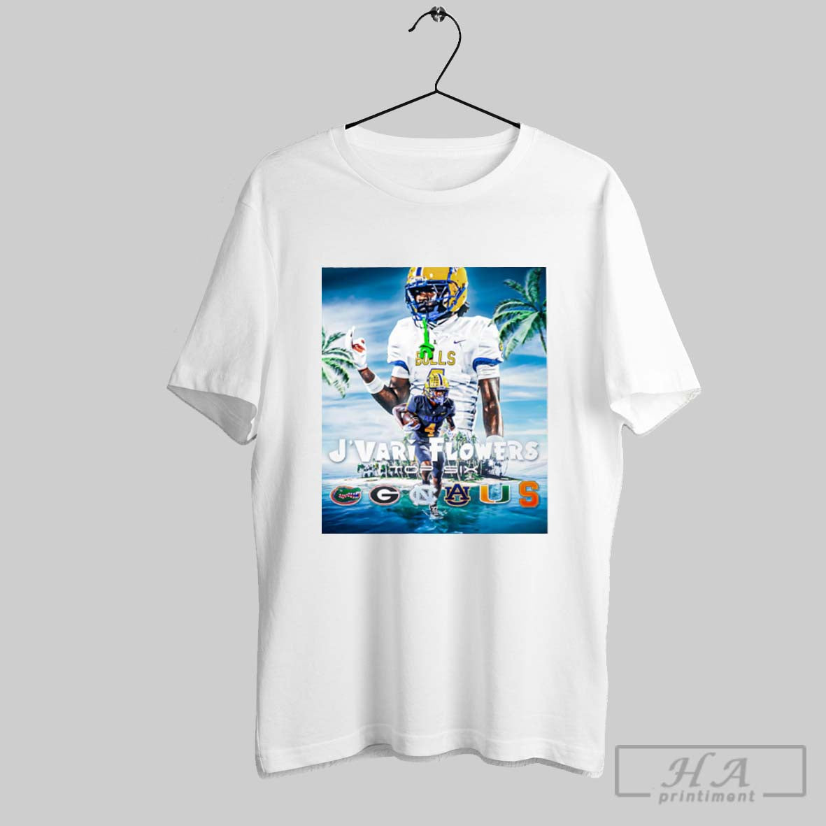 Wheres Home Jvari Flowers Football Player Pose Graphic Top 6 Logo Shirt