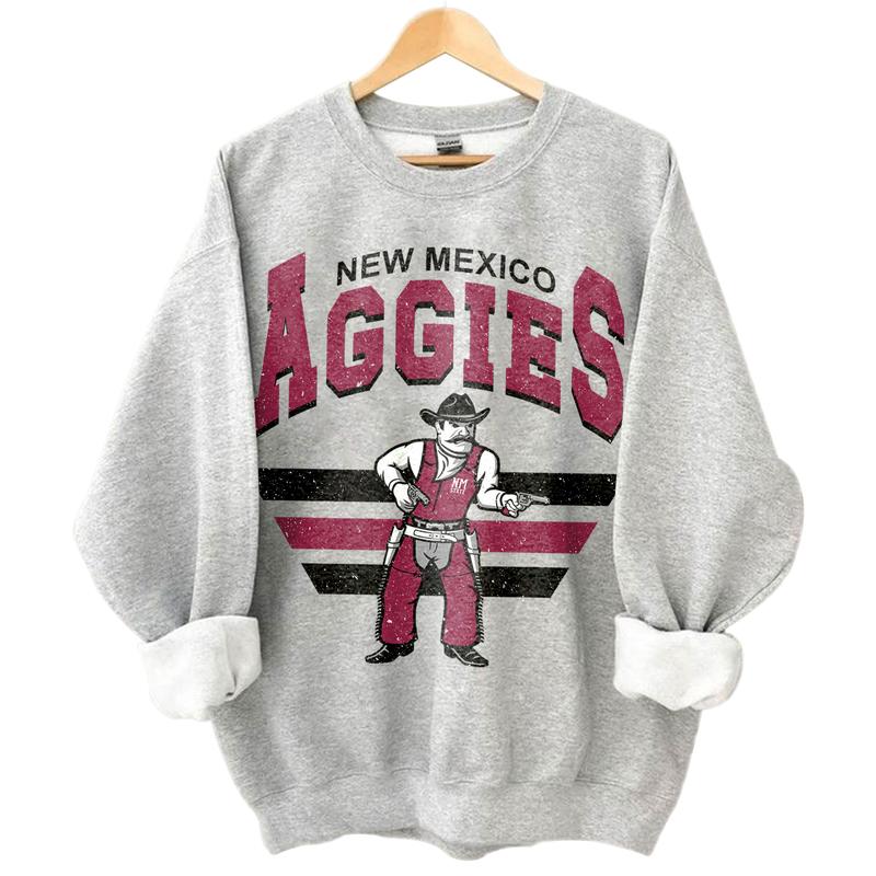28. New Mexico State Aggies Vintage NCAA Sweatshirt, University Team Shirts, Classic Apparel Gift for Football Fans