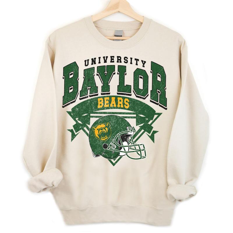 35. Baylor Bears Vintage NCAA Football Sweatshirt, University Sports Apparel, Classic College Hoodies for Fans