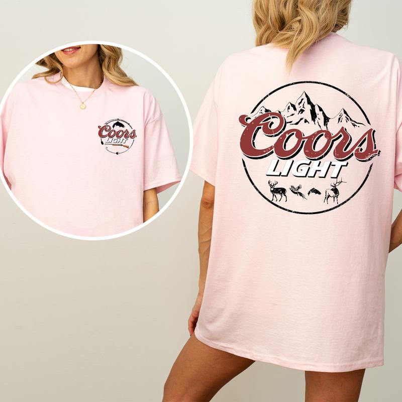 Vintage Coors Light Hunting Shirt 2-Sided, Coors Light Beer Graphic Printed Tee, Pheasant Deer Hunting Tshirt, Retro Outdoor Fishing Shirt, Soft Cotto