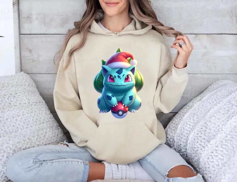 Bulbasaur Christmas Sweatshirt, Bulbasaur Santa Christmas Sweater, Bulbasaur Sweatshirt Hoodie, Anime Christmas Shirt, Anime Christmas Sweater, Christ