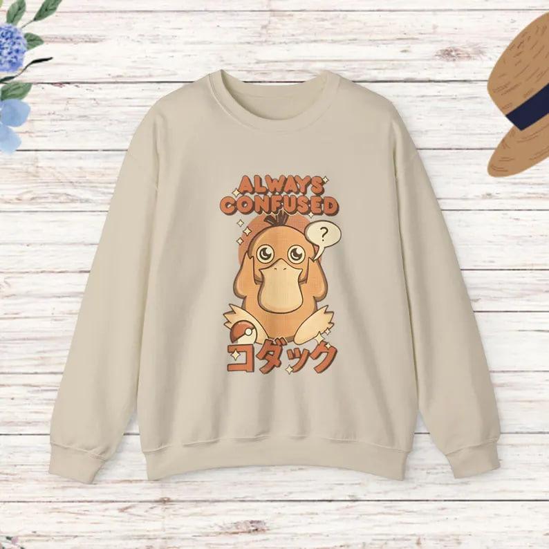 Psyduck Sweatshirt, Funny Psyduck Sweater,Pokemon Sweater, Psyduck Unisex Sweater, Psyduck Gift, Japanese Anime Shirt