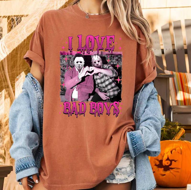 Horror Movie Shirt, I Love Bad Boys Shirt, Horror Shirt, Halloween Horror Shirt, Halloween Character Friends Shirt Design