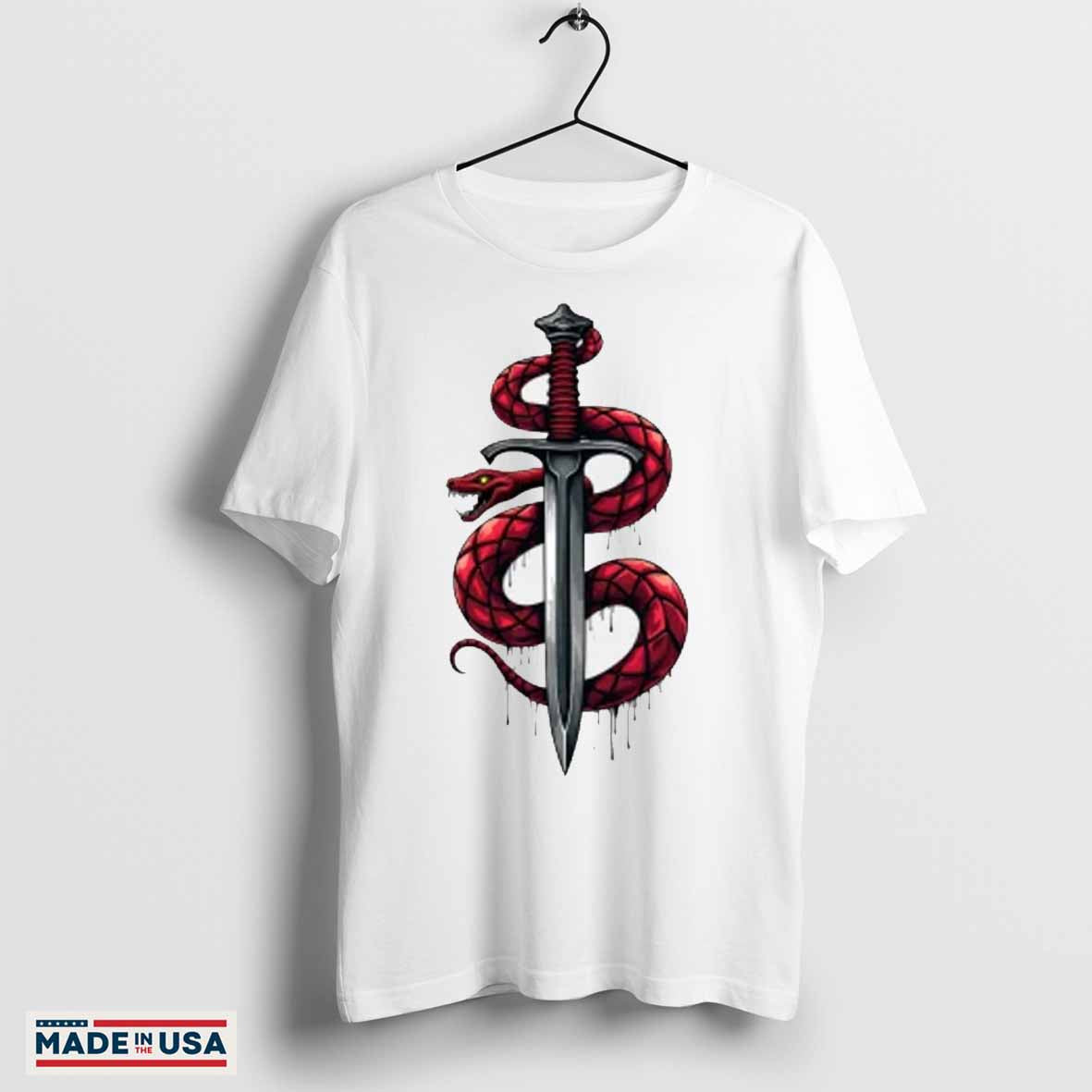 “Savage Serpent Blade” Unisex Premium T-Shirt – Striking Snake and Sword Graphic Tee for Bold Style