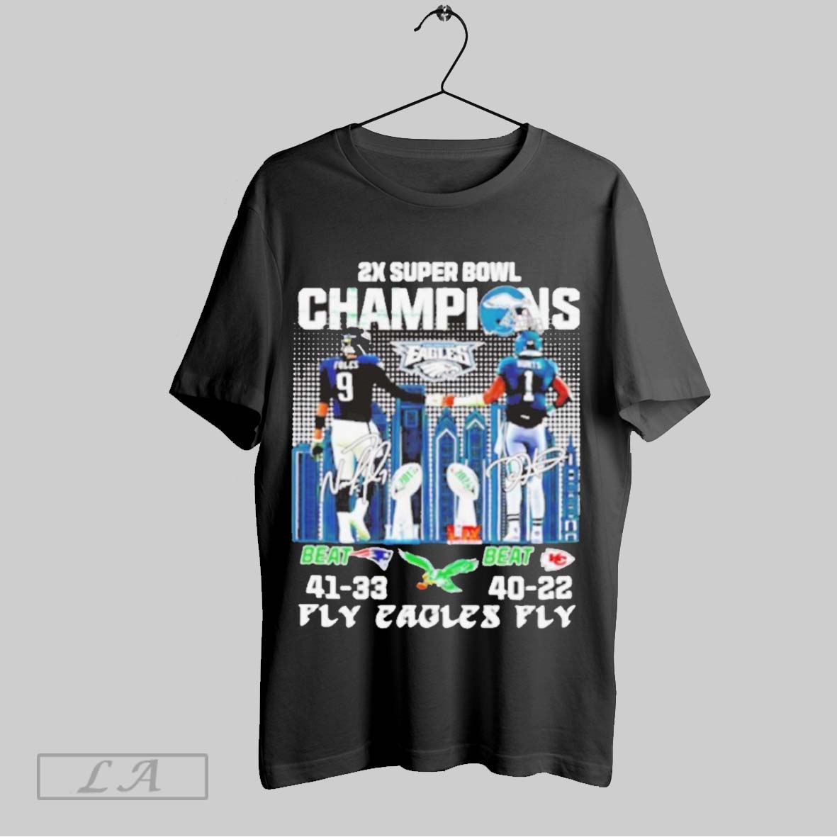 Top 2x Champions 2017 2024 Eagles 44 Chiefs 22 Fly Eagles Fly T Shirt