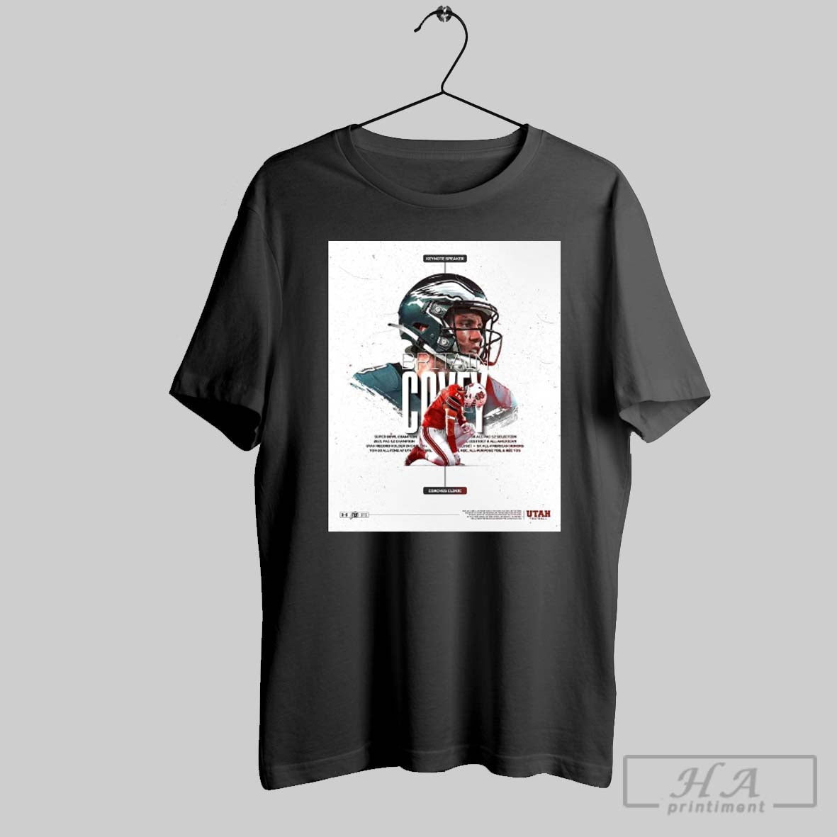 Utah Football Britain Covey Super Bowl Champion Locked In As The Keynote Speaker Coaches Clinic Poster T Shirt