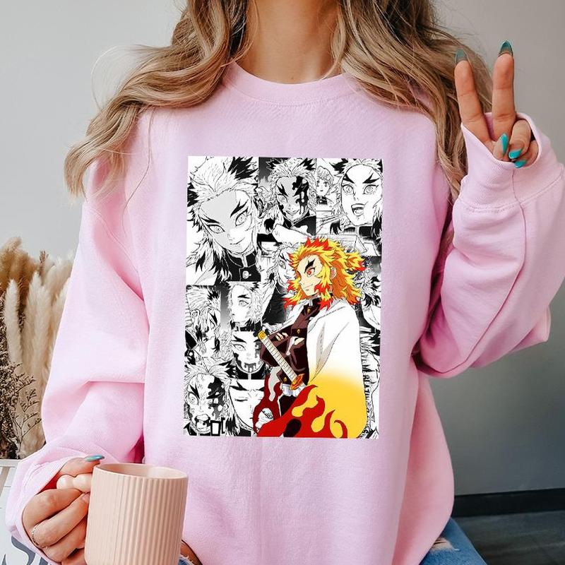 Rengoku Anime on Manga scene Shirt, Kyojuro Rengoku Flame Hashira Sweatshirt Hoodie, Demon Slayer t-shirt, Kimetsu no Yaiba Shirt, Anime sweatshirt ho