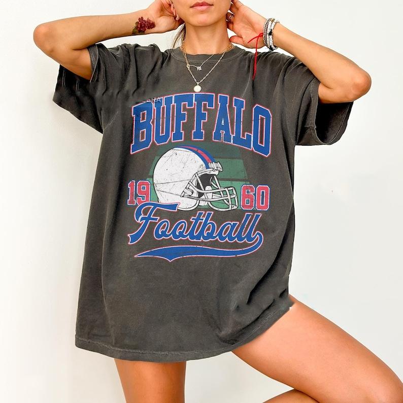Vintage Style T-Shirt, Buffalo Bill T-Shirt, Bill T-Shirt, Bills Football Collar Cotton Fabric Fit Jersey Sleeve Top Bottom Graphic Print