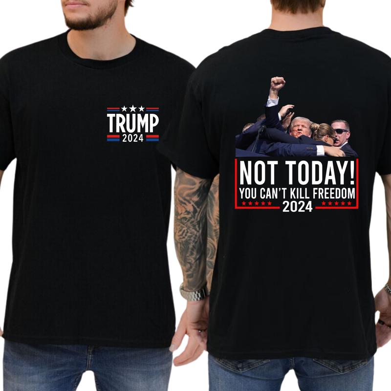 2-Side Trumpppp Shooting Shirt Trummpp Rally Shooting Shirt, Trum Bulletproof 2024, Funny Tee, Gift For Men, Casual Menswear, Classic Cotton Top, Soft