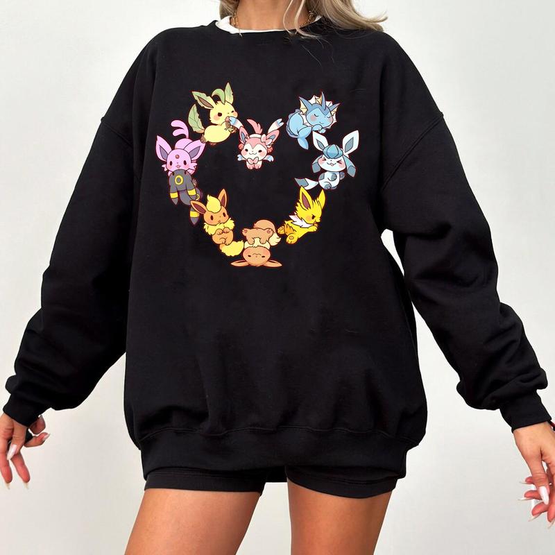 Eevee Evolution Sweatshirt, Slyveon, umbreon, Espeon, Flareon Anime, Vintage Anime Sweater, Anime lover gift, Anime merch, Anime Lover Sweatshirt, Hoo