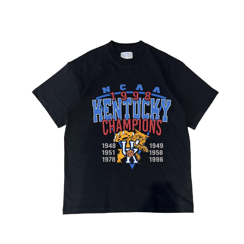 Vintage NCAA 1998 Champions Sport Team Kentucky T-Shirt Top Unisex Cotton Menswear Retro Sport football fan Tshirt Streetwear
