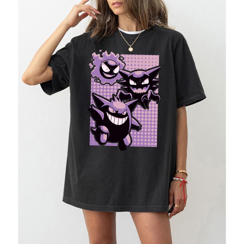 Pokemon Shirt, Gengar Sweatshirt, Monster Ghost Shirt, Kaiju Themed Shirts, Gengar Gift Japanese Anime Shirt, Dark Ghost Kaiju Japanese Style SWEATSHI