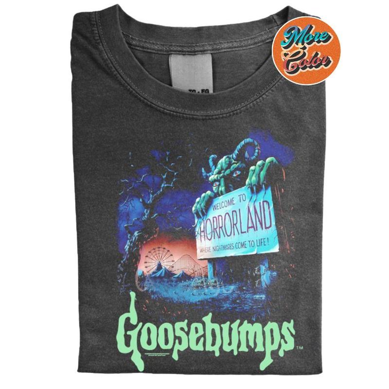 Goosebumps Welcome To Horrorland Vintage Shirts, Cotton Unisex T-Shirt, Crew Neck, Size S- 3XL, Menswear Top, Womenswear Top Underwear Streetwear
