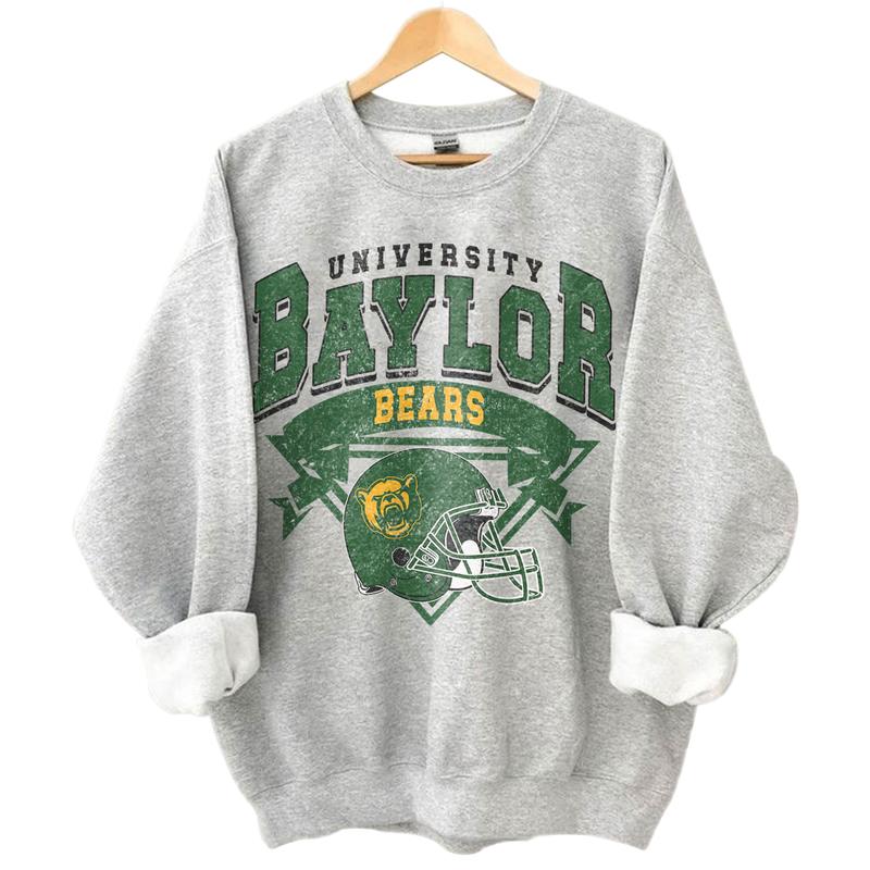35. Baylor Bears Vintage NCAA Football Sweatshirt, University Sports Apparel, Classic College Hoodies for Fans
