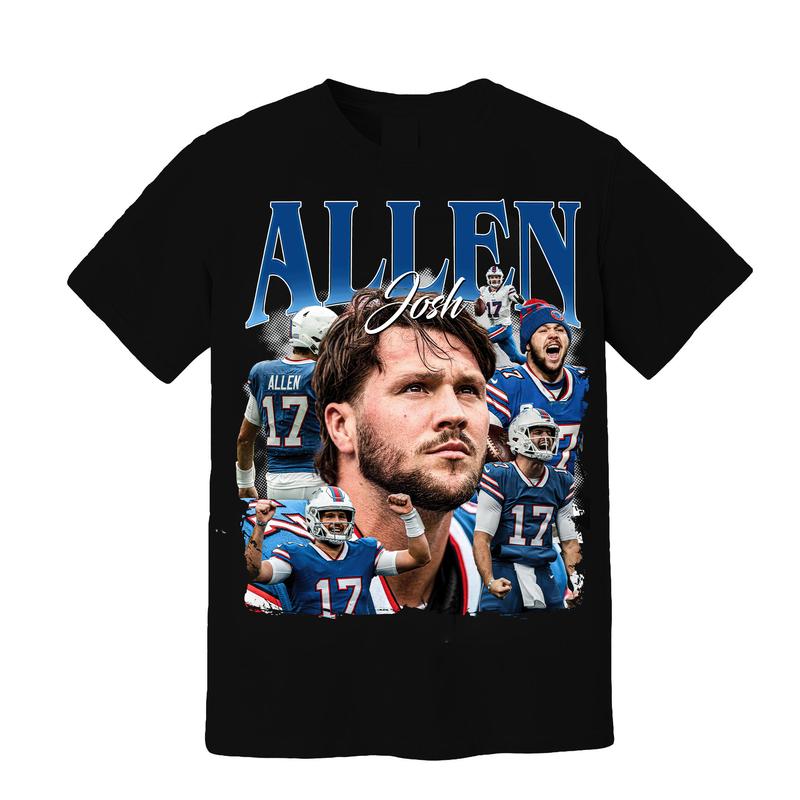 Vintage J0sh Allen T-Shirt, American Football Shirt, Vintage Design 90s Graphic Tee Football, Perfect for Fans of Buffalo, Gildan Full Size Color