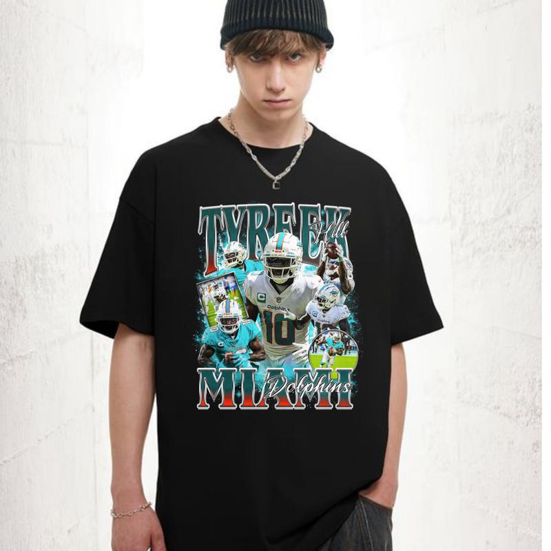 Tyreek Hill Miami Vintage Graphic T-Shirt Cotton Short-sleeve Retro Streetwear Tshirt Menswear Top Shortsleeve Underwear Human Baseball t shirt