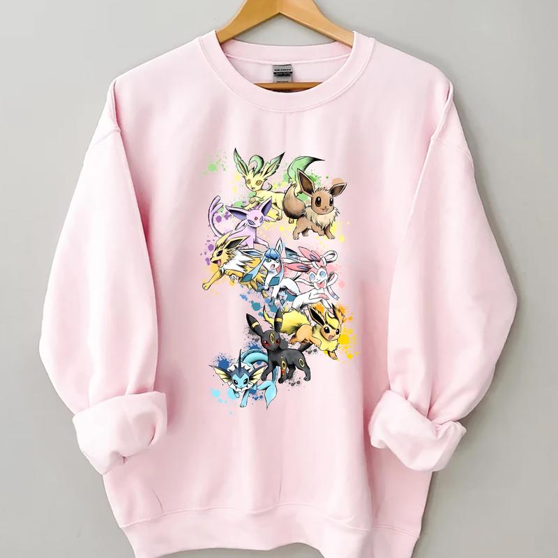Eevee Evolutions Sweatshirt T-Shirt Hoodie, Eevee Eeveelution, Eevee Pokemon Shirt, Slyveon, umbreon, Espeon, Flareon, Vintage Anime, Eevee Shirt