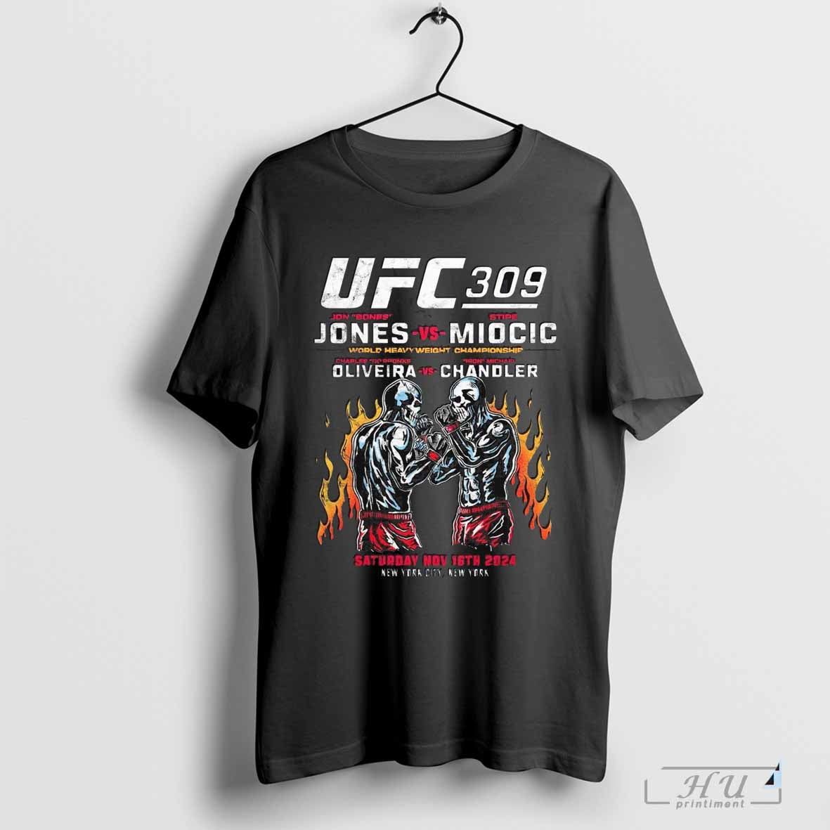 UFC 309 Skeletons World Heavy Weight Championship Nov 16th 2024 Jones vs Miocic, Oliveira vs Chandler T-shirt