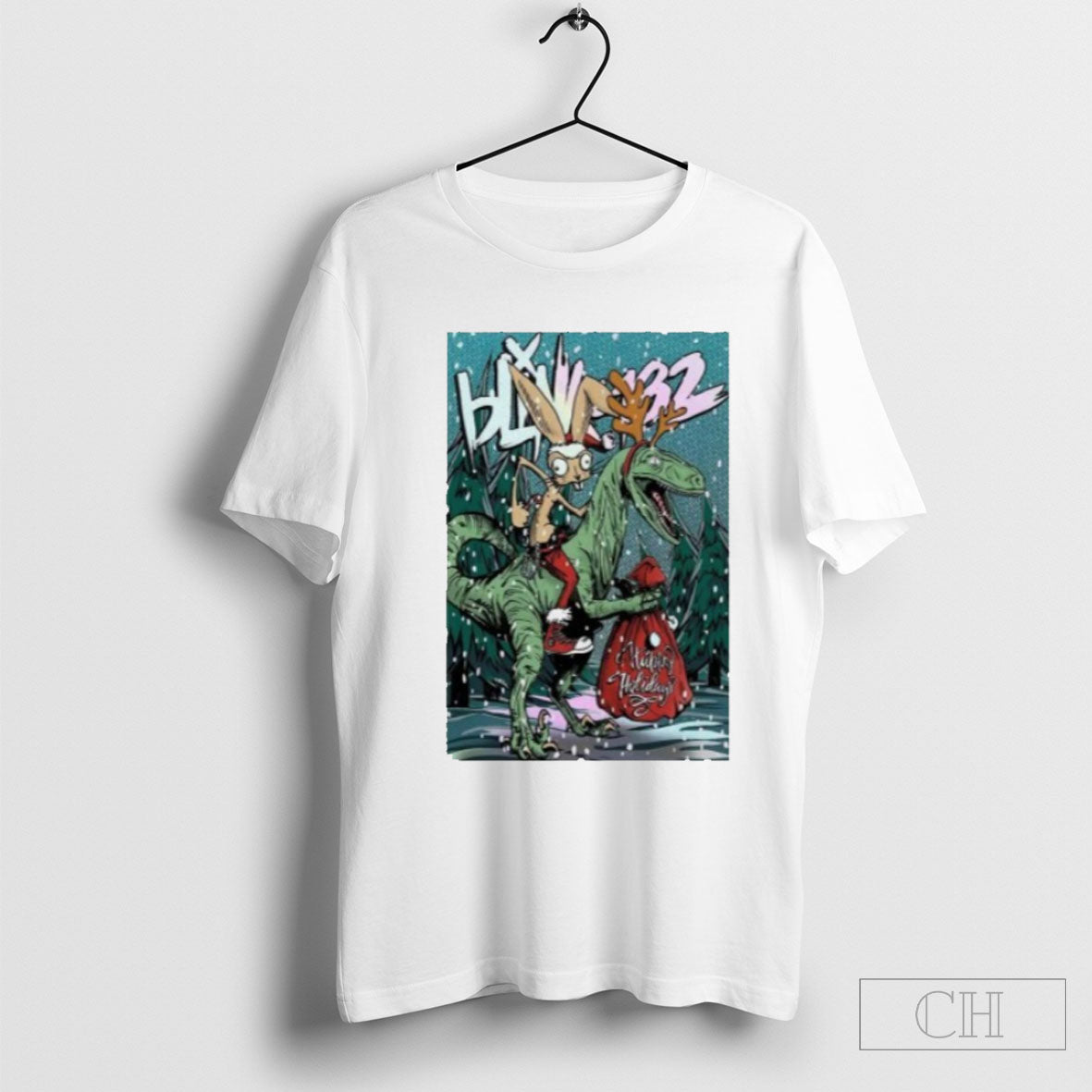 Official Rabbit And T Rex Xmas Happy Holiday Blink 182 Event Poster Shirt