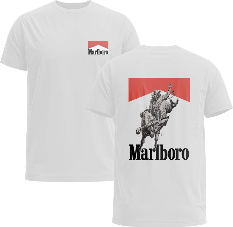 Vintage 80s Marlboro Skeleton Cowboy Tee - Ideal TShirt For Marlboro Fans - Gildan 5000 Graphic T-Shirt for Men & Women