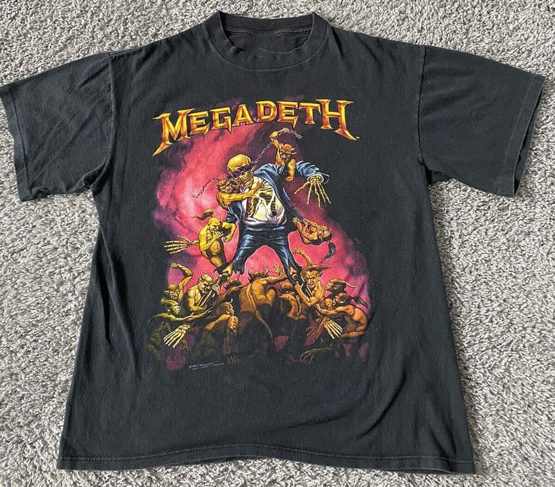 Vintage Megadeth Band T Shirt Brockum Black Metal 90s 1991 Graphic Single Rap Hop Hip, Megadeth Band 2024 Tour Shirt, 2024 Tour Fans Shirt, Vintage Gr
