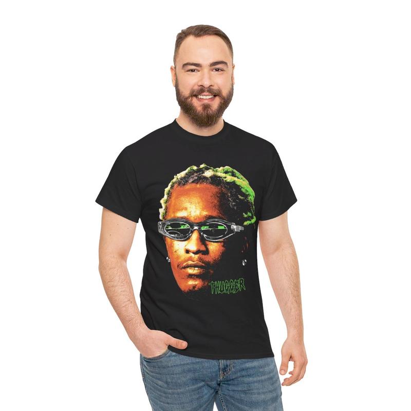 YOUNG THUG T-SHIRT Rap Tee Concert Merch Free Thugger Slime Season Green Rare Hip Hop Graphic Print Casual Classic Cotton Menswear Retro Top Vintage C