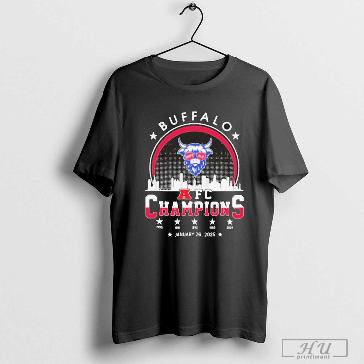 Trendy Buffalo American Football 2024 2025 Afc Champions The American Football Champs Skyline Logo T Shirt Sweatshirt Poster