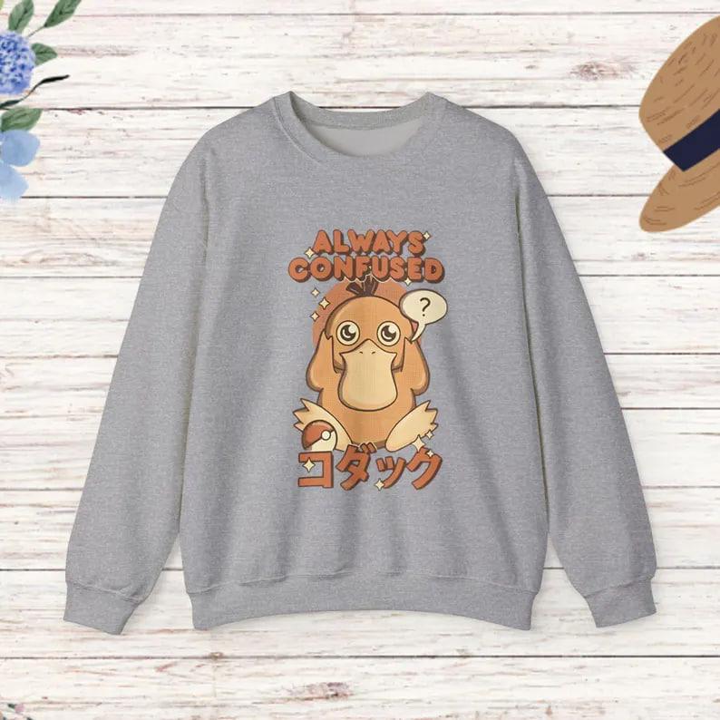 Psyduck Sweatshirt, Funny Psyduck Sweater,Pokemon Sweater, Psyduck Unisex Sweater, Psyduck Gift, Japanese Anime Shirt