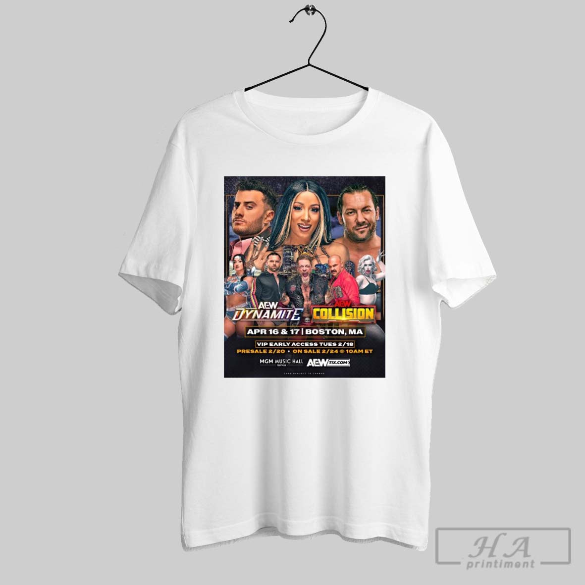 Poster Aew Dynamite And Aew Collision April 16 Thursday April 17 2025 Boston Ma Mgm Music Hall T Shirt
