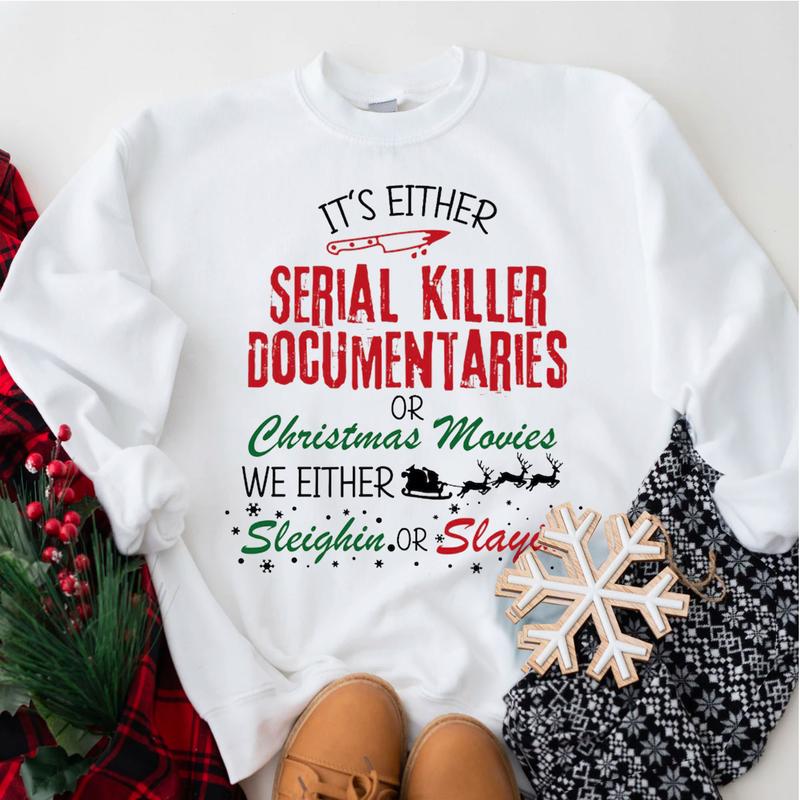 True Crime Ugly Christmas Sweatshirt, Funny Christmas Sweatshirt, Movie Ugly Christmas Sweaters Classic Fabric Unisex