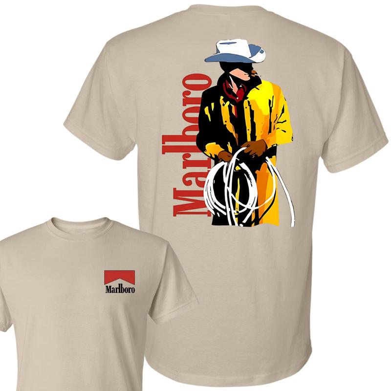 2 Sides Vintage 80s Marlboro Cowboy Shirt, Marlboro Shirt