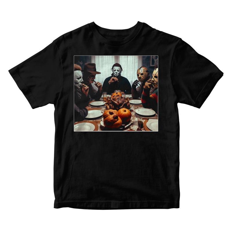 Horror Dinner Graphic T-Shirt - Heavy Cotton Gildan Tee for Men & Women  Perfect for Spooky Season Casual Classic