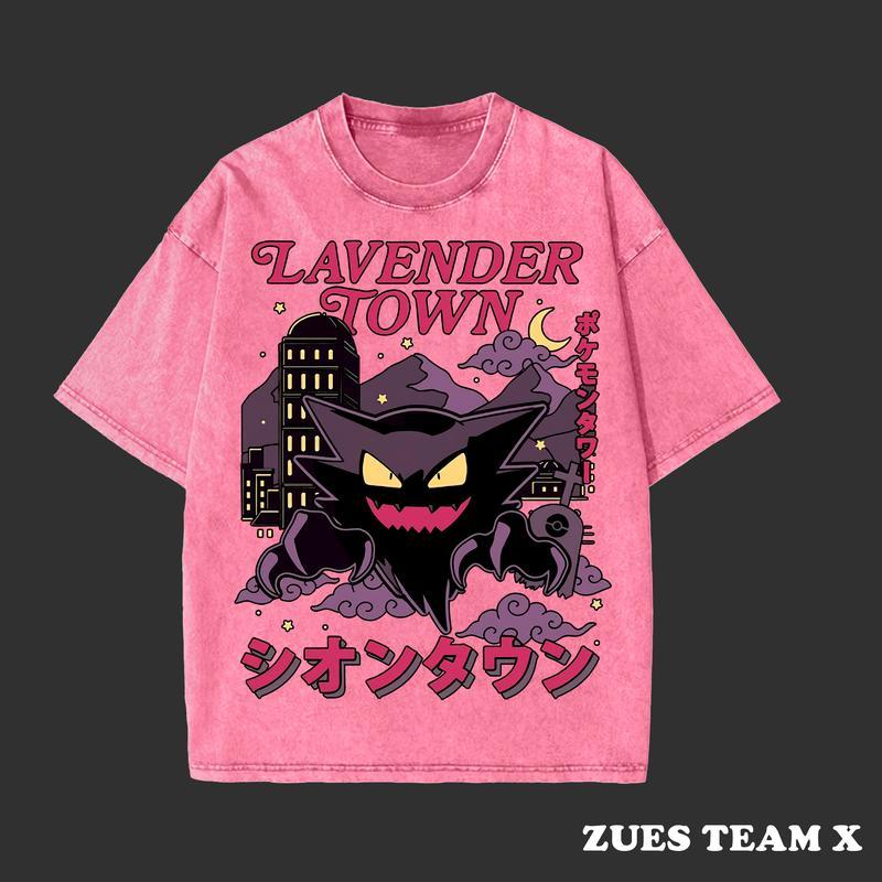 Lavender Town Legends 90s Vintage, Vintage Tee Unisex Oversize Anime Manga Washed Heavyweight Cotton T-shirt, Gift For Anime Fan, Anime Lover