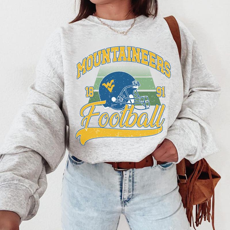 19. West Virginia Mountaineers Vintage NCAA Sweatshirt, University Sports Fan Apparel, Classic Crewneck Gifts