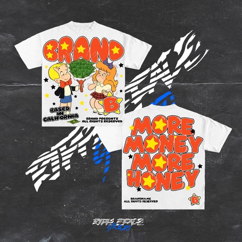 Y2K Graphic More Money More Honey Personalize Printed Tshirt Casual Cotton