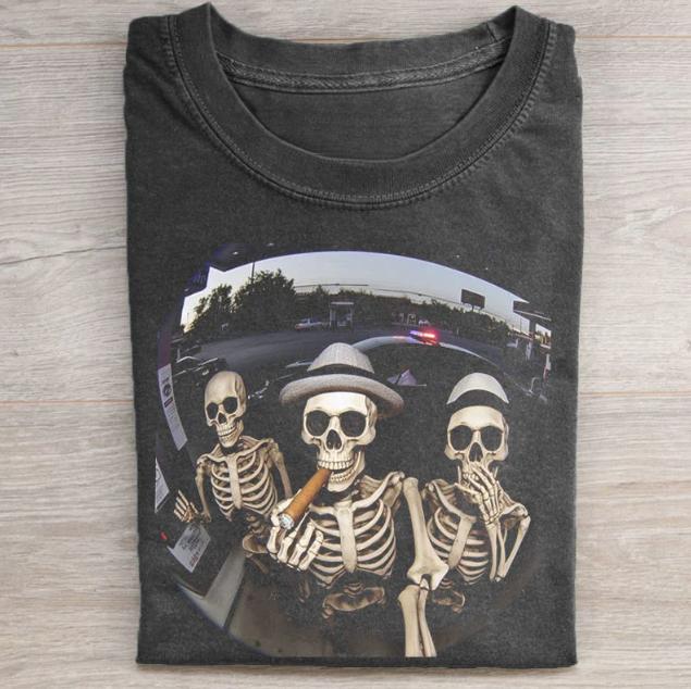 Vintage Halloween Graphic T-shirt, Skeleton Smoking Tee, Horror Movie Shirt, Horror Character, Funny Halloween Shirt, Unisex T-Shirt