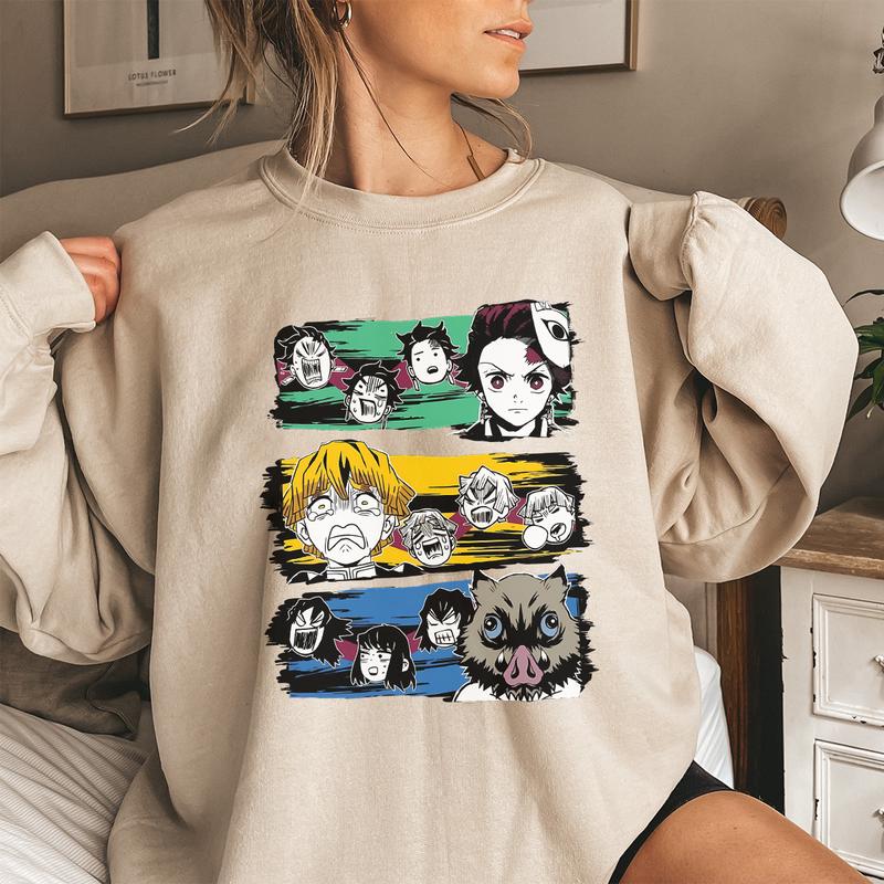 Demon Slayer team Shirt, Tanjiro Zenitsu Inosuke Shirt,Demon Slayer t-shirt, Kimetsu no Yaiba Shirt, Anime sweatshirt hoodie, Anime lover t-shirt Mens