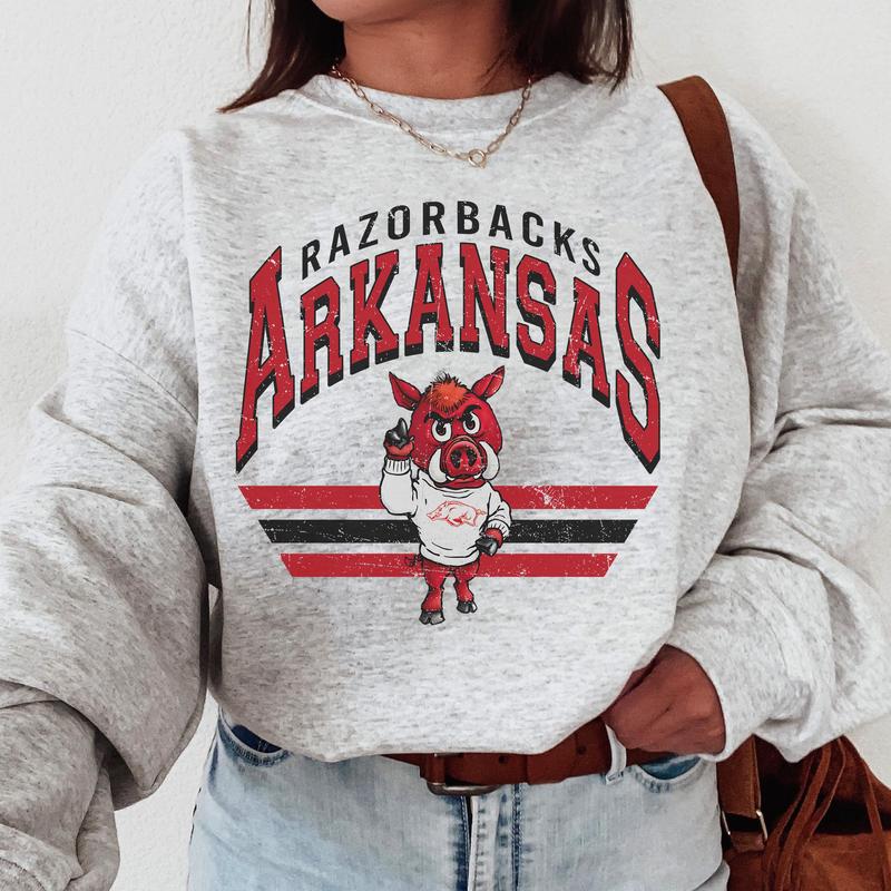 34. Arkansas Razorbacks Vintage NCAA Sweatshirt for Sports Fans, University Team Gear, Classic Football Apparel Gift