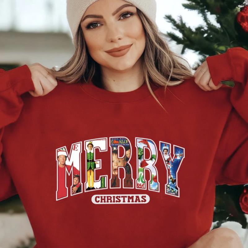 Merry Christmas 90s Movies ShirtSweatshirtHoodie, Retro Crewneck, For Girlfriend, Cotton, Print Tee