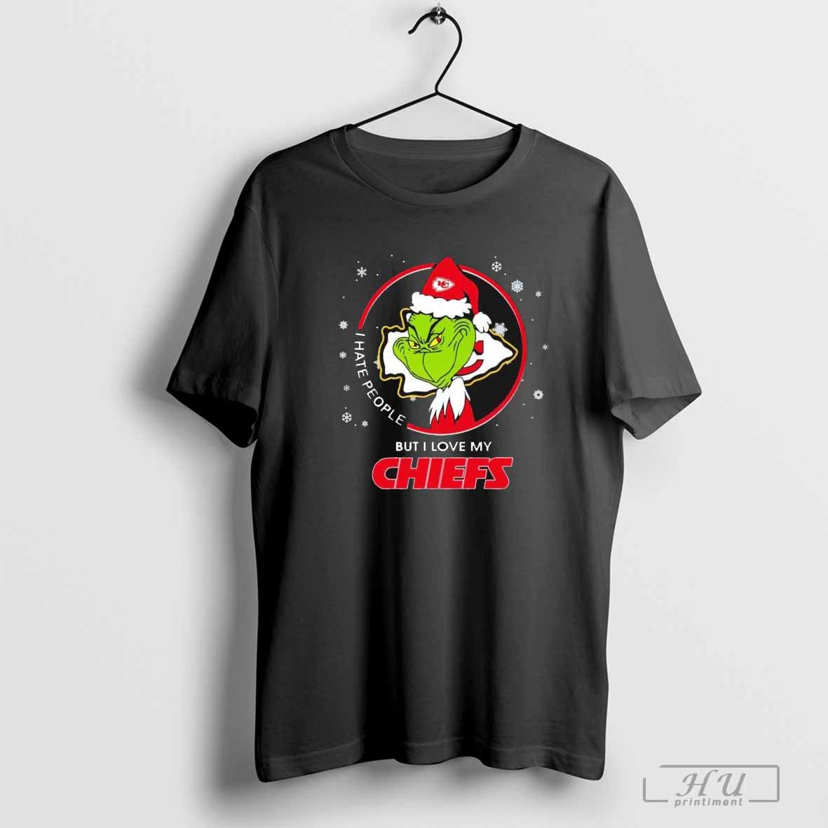 The Grinch Santa I Hate People But I Love My Kansas City Chiefs Christmas Holiday T-Shirt