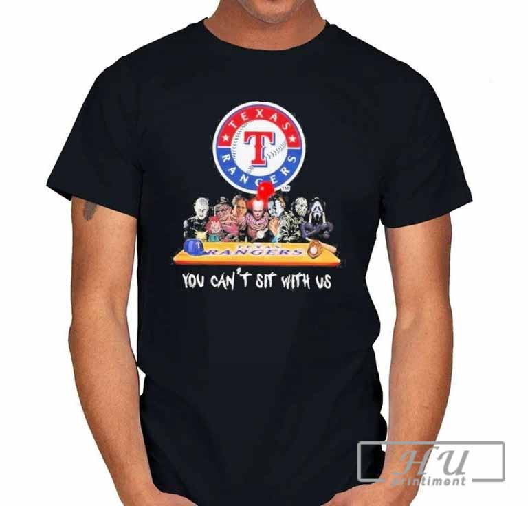 Texas rangers mlb horror movies halloween you can't sit with us 2024 shirt