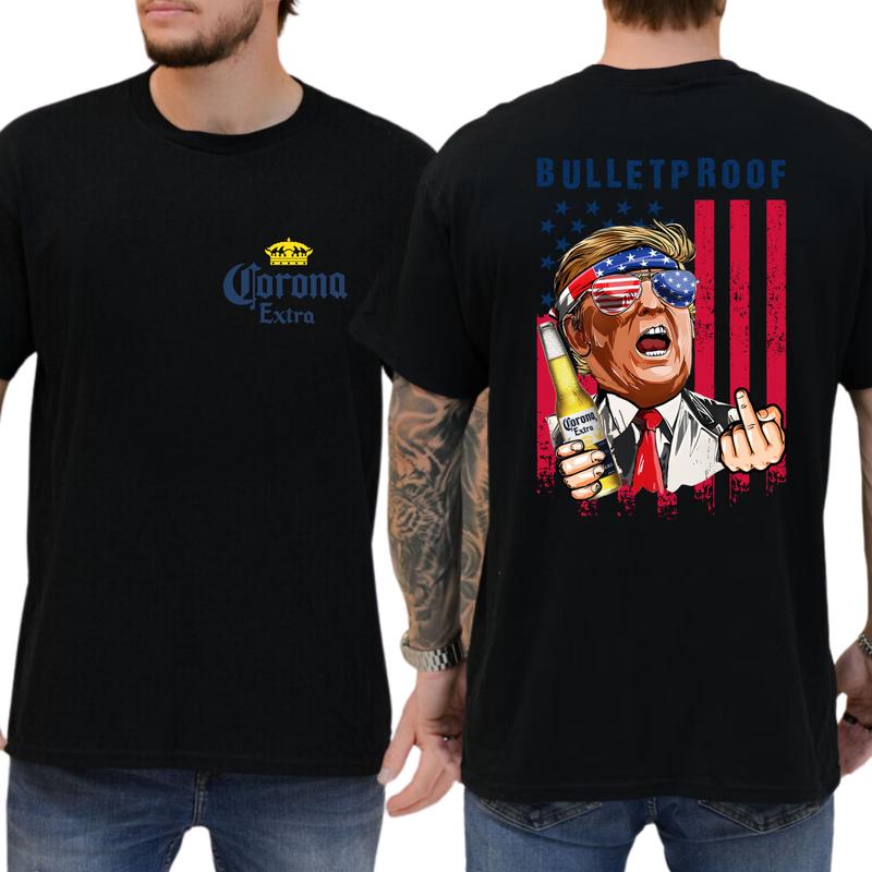 2-Side Bulletproof Funny T-Shirt, Corona Extra Beer T-Shirt Full Color, For Men ,Gift For men, Casual