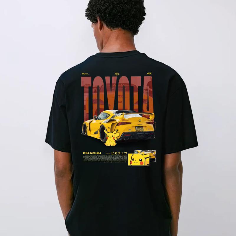 Yellow Toyotaa Supra x PlKA T-shirt, Car Enthusiast Shirt, Car Clothing, Classic Car Shirt, Anime Shirt