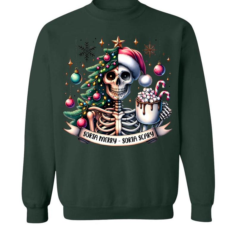 Sorta Merry Sorta Scary Sweater, Christmas Sweater, Skeleton Christmas Sweater, Christmas Shirt Sweater, Holiday Sublimation, Christmas Printing Sweat